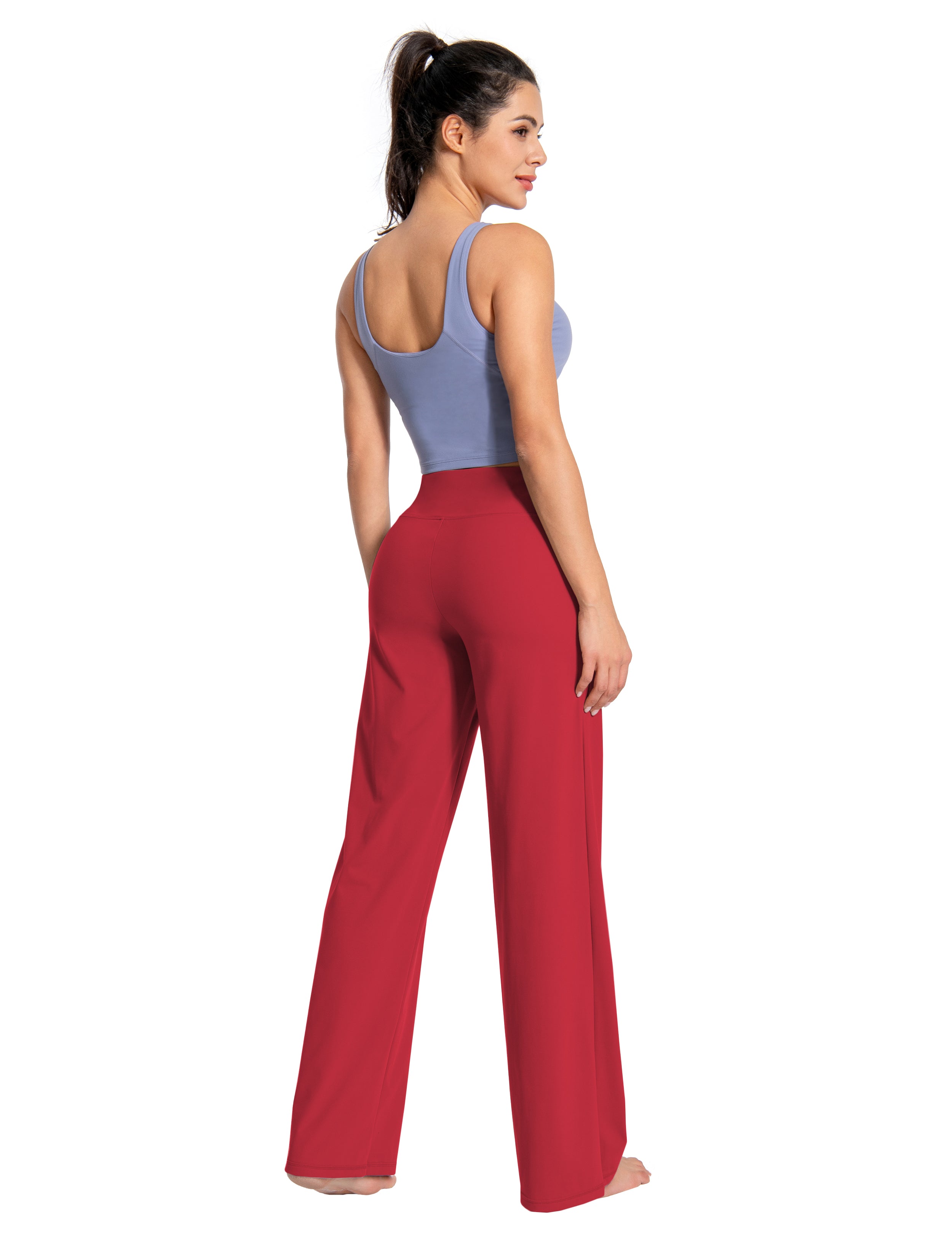 Wide-Leg Yoga Pants in Scarlet — Mirror Fit Diaries style look